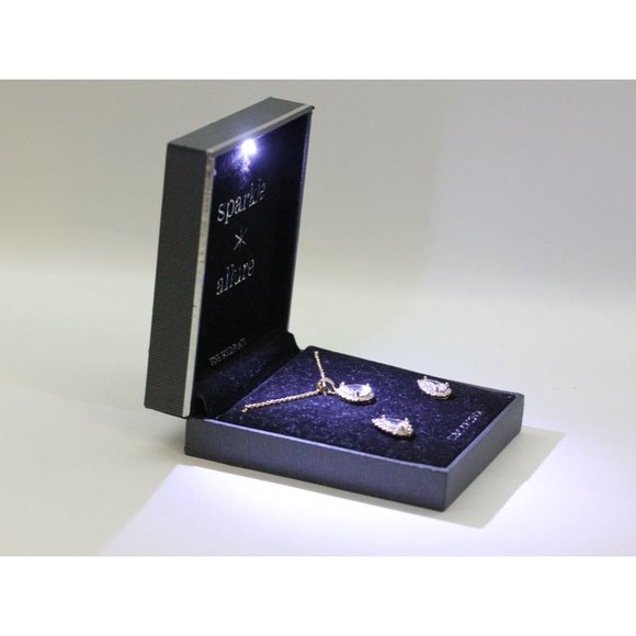 FINE GOLD PLATE Sparkle Allure CZ necklace & earrings, IOB, never worn - Picture 4 of 6